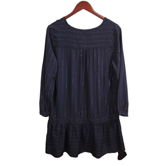 Rails Lydia Panama Stripe Long Sleeve Navy Metallic Mini Dress Size Small - Picture 3 of 8